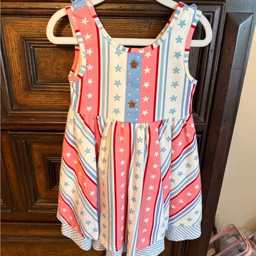SweetHoney Red and Blue Star Striped Dress